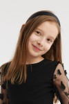 черна лента за коса, елегантна лента за момичета, велурена лента, аксесоар за коса, стилни детски аксесоари, удобна лента за коса, подарък за момиче