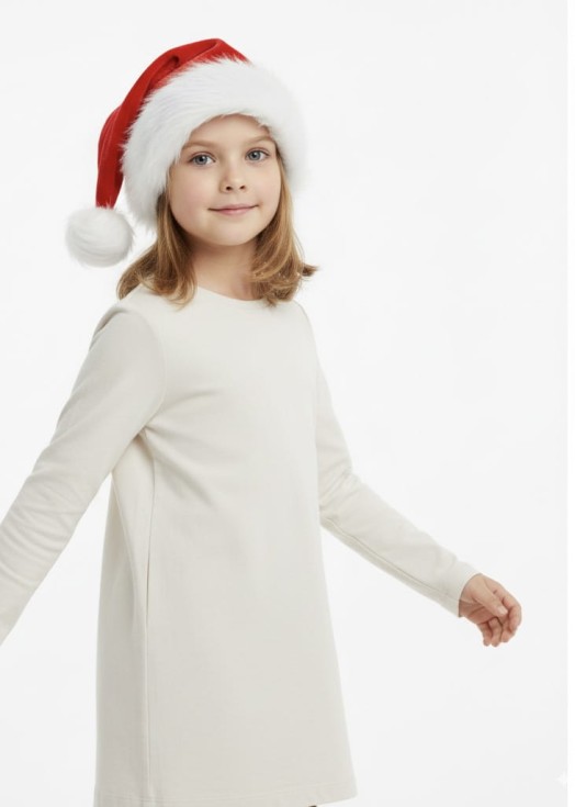 Червена коледна шапка Дядо Коледа с бял помпон за семейни празници