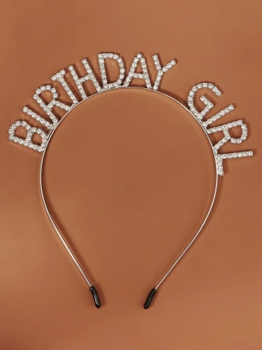 Лента за коса birthday girl сребрист